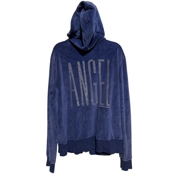 Victoria's Secret Supermodel Essential Blue Velour Velvet Zip Angel Sweater L - Picture 1 of 4